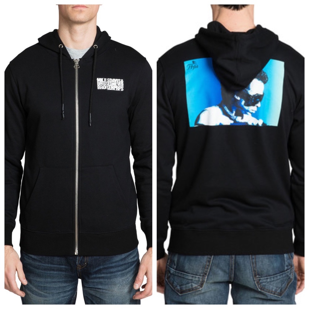 PRPS Miles Davis Photo Full-Zip Hoodie Sweatshirt Medium